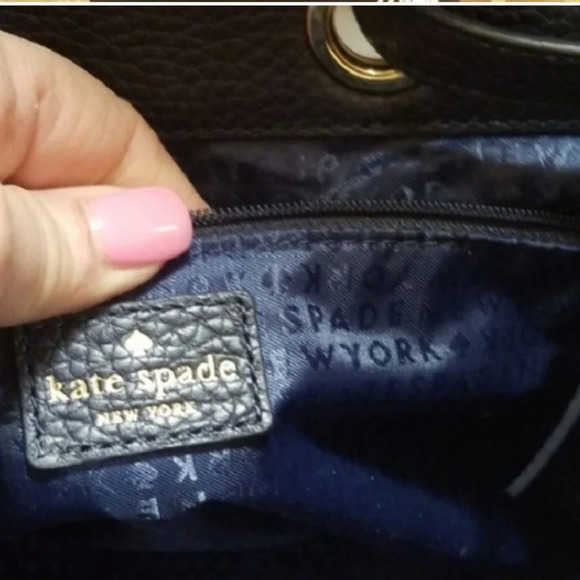 Kate Spade Navy blue pebbled leather backpack with white trim NWOT main image 11